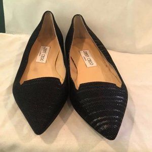 Jimmy Choo Attila Black Pointed Toe Flats